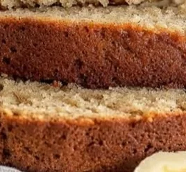 Delicious easy moist banana bread with ripe bananas, ready to be enjoyed