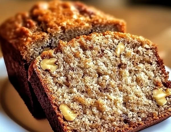 Delicious homemade banana nut bread fresh from the oven