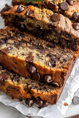 Deliciously moist chocolate chip banana bread loaf ready to be served