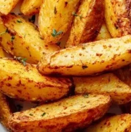 Crispy air fryer potato wedges cooked to perfection