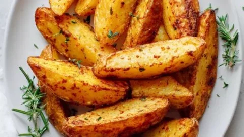 Crispy air fryer potato wedges cooked to perfection