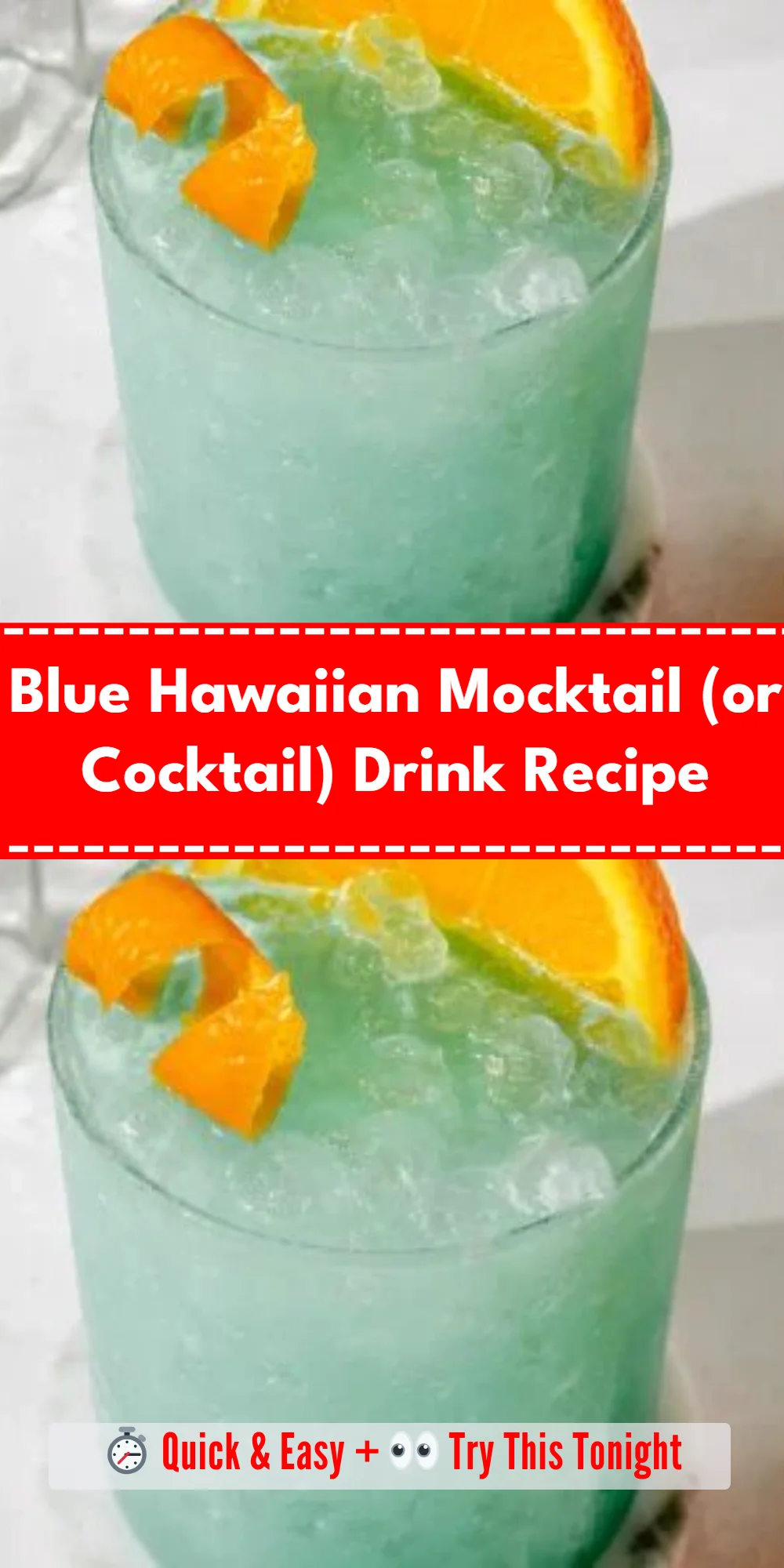 Blue Hawaiian Mocktail (or Cocktail) Drink Recipe