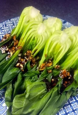 Bok Choy with Garlic Sauce displayed on a plate