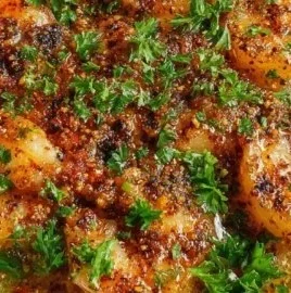 Cajun Garlic Butter Sauce drizzled over grilled shrimp and vegetables