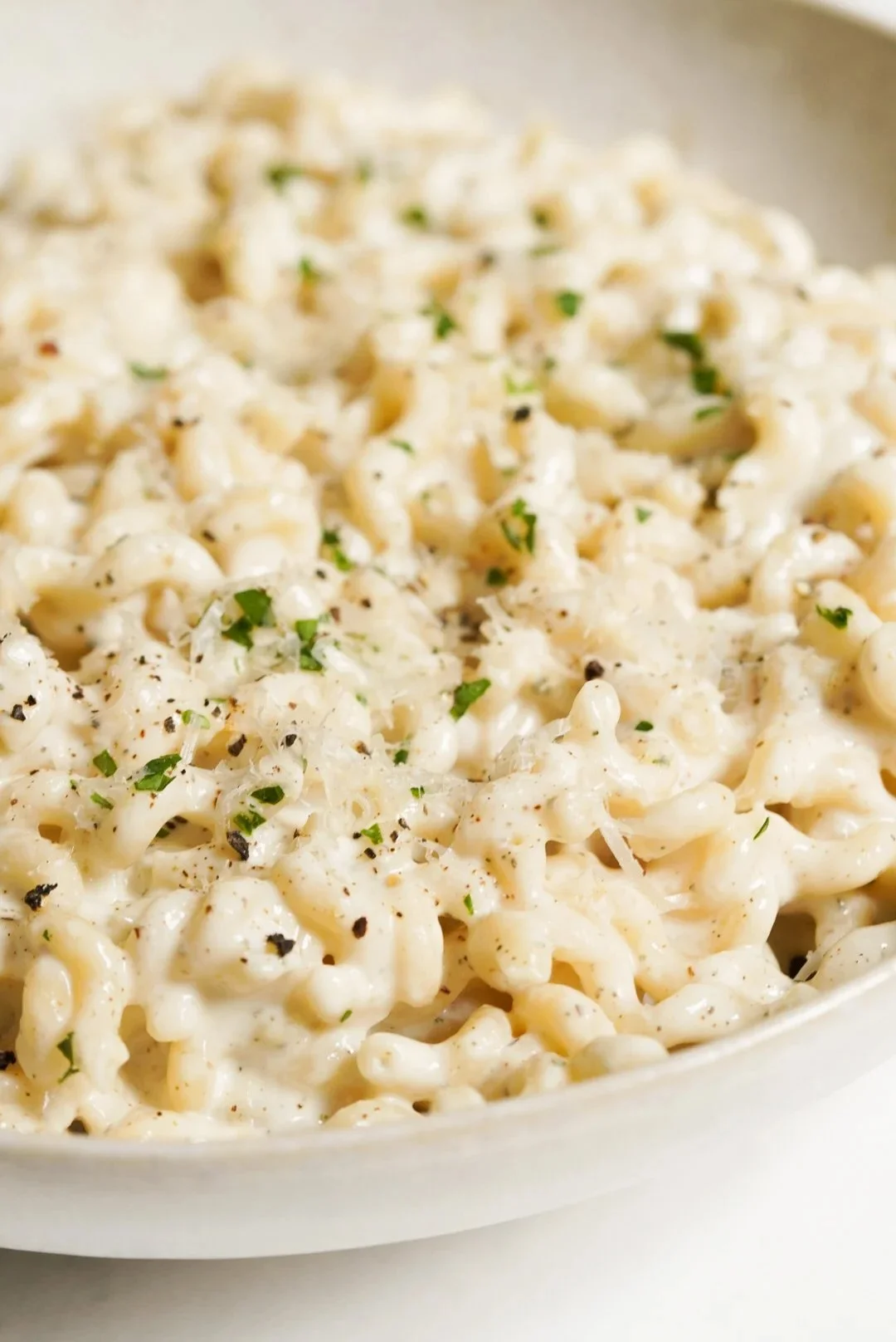 Delicious Cottage Cheese Alfredo sauce served over pasta