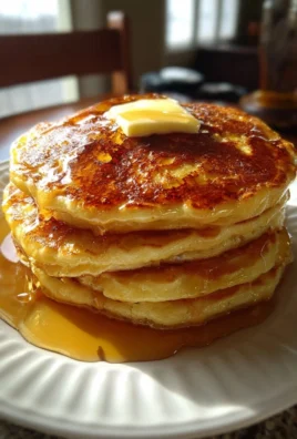 Plate of fluffy Cracker Barrel pancakes with syrup and butter