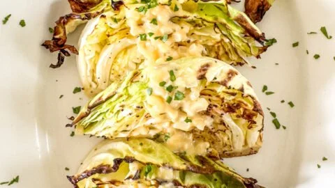 Easy Roasted Cabbage with Amazing Onion Dijon Sauce