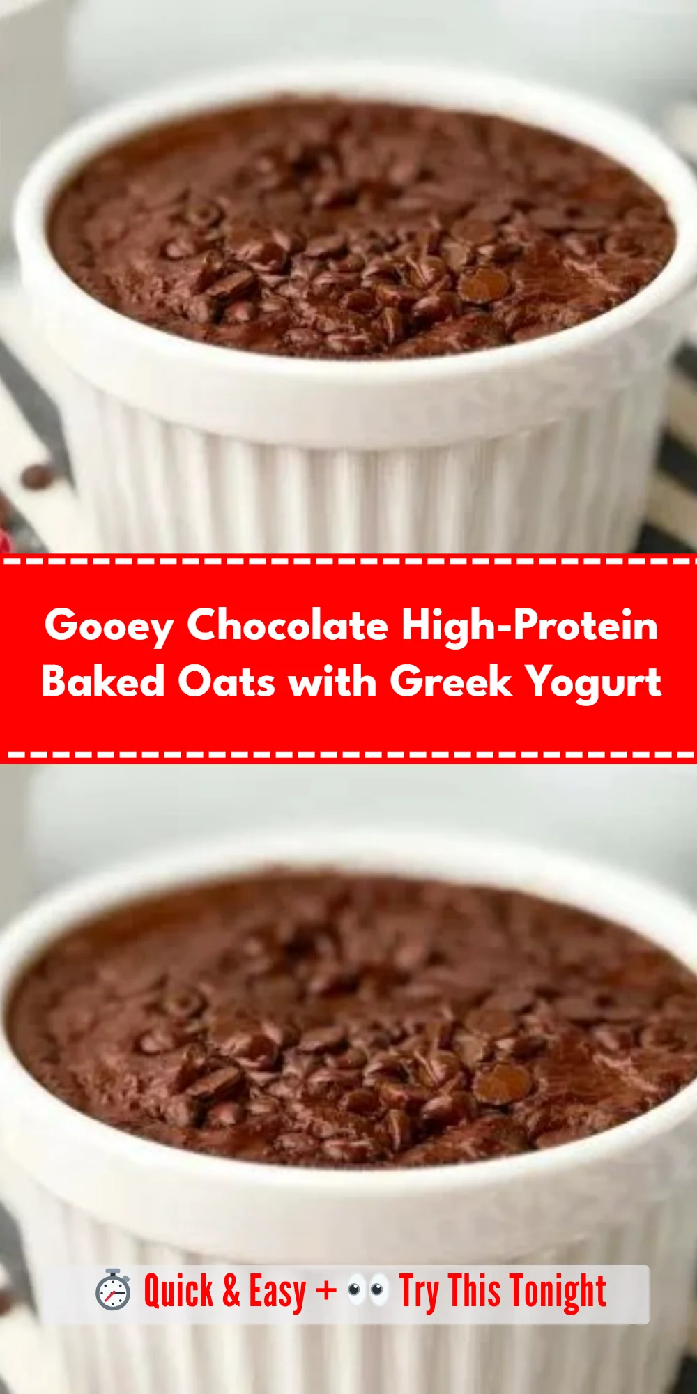 Gooey Chocolate High-Protein Baked Oats with Greek Yogurt