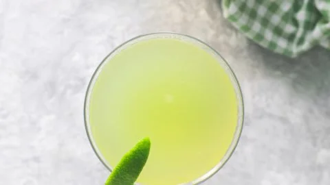 Healthy sour green apple and lime soda without added sugar