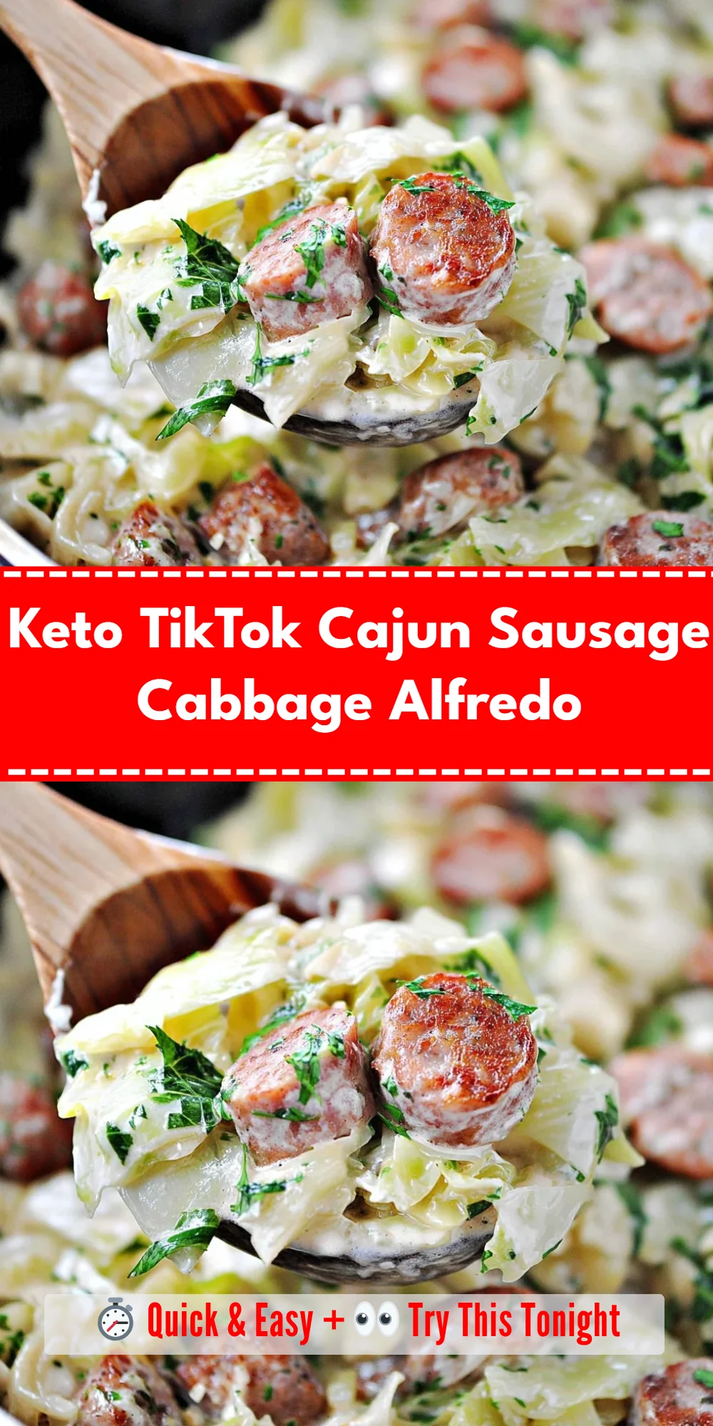 Keto TikTok Cajun Sausage Cabbage Alfredo
