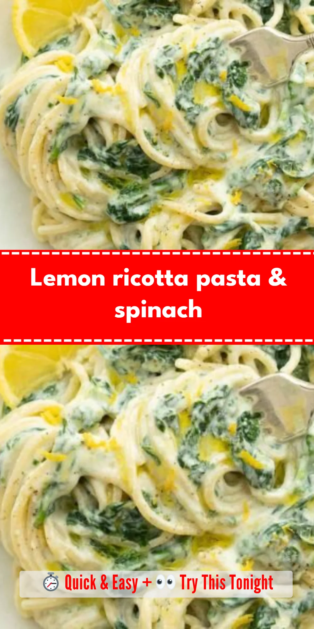 Lemon ricotta pasta & spinach