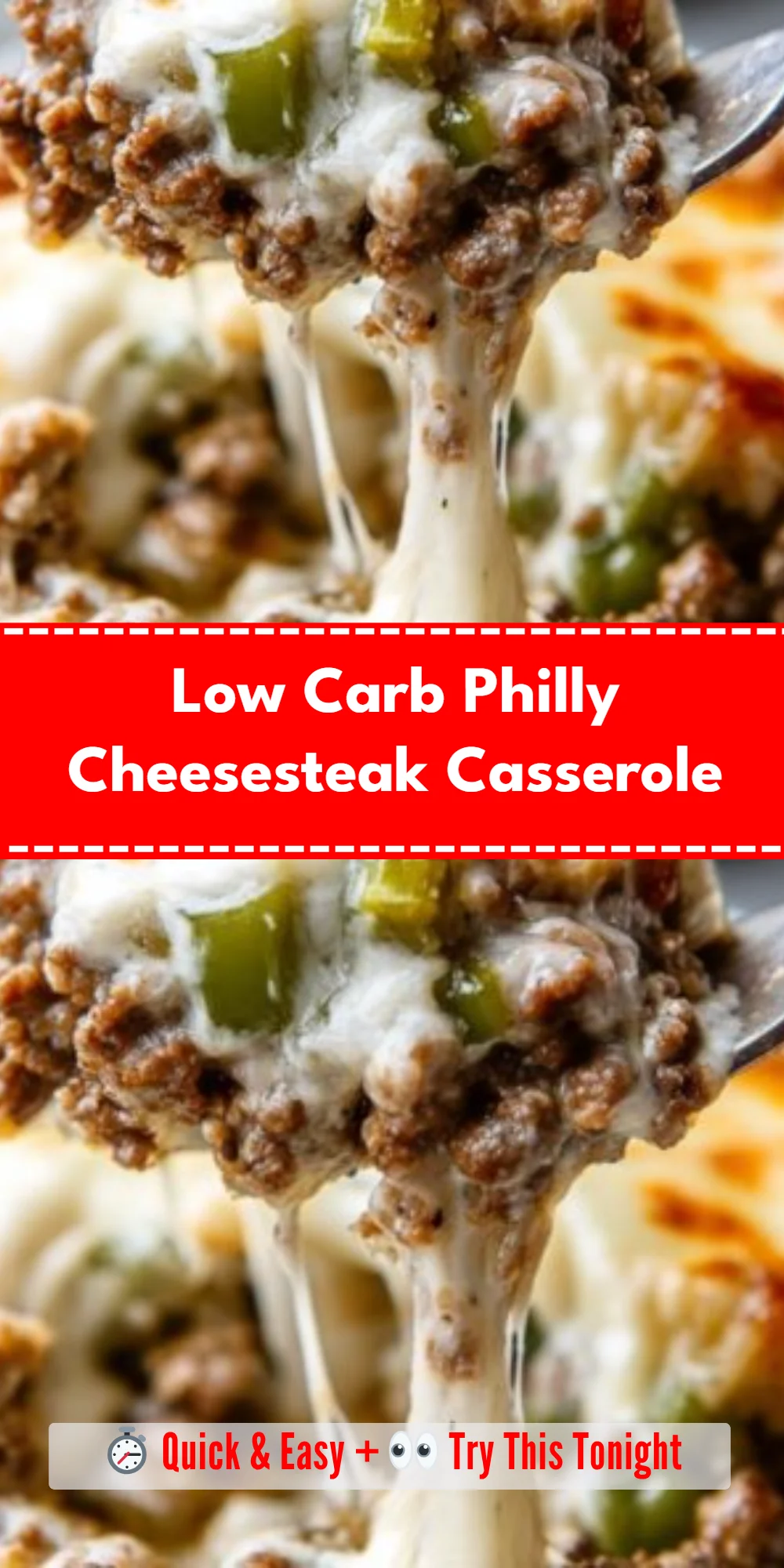 Low Carb Philly Cheesesteak Casserole