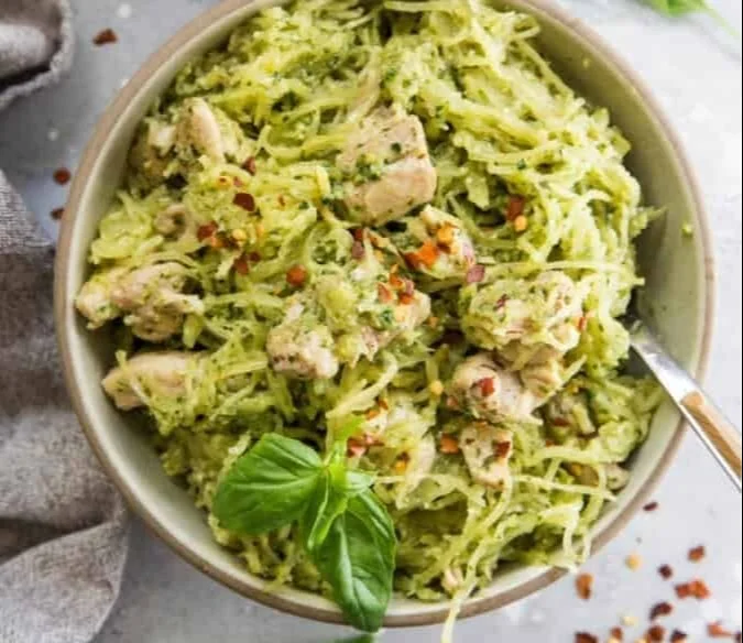 Pesto Spaghetti Squash with Chicken