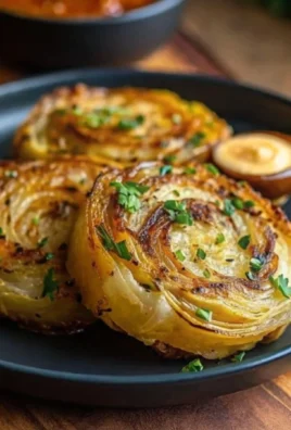 Delicious roasted cabbage steaks garnished and ready to serve