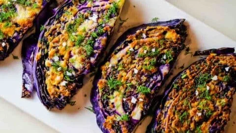 Roasted Red Cabbage Steaks with Garlic Parmesan