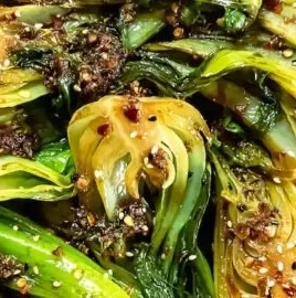 Sautéed Bok Choy dish with garlic and sesame