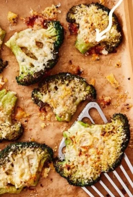 Smashed Parmesan Broccoli with a crispy cheese topping