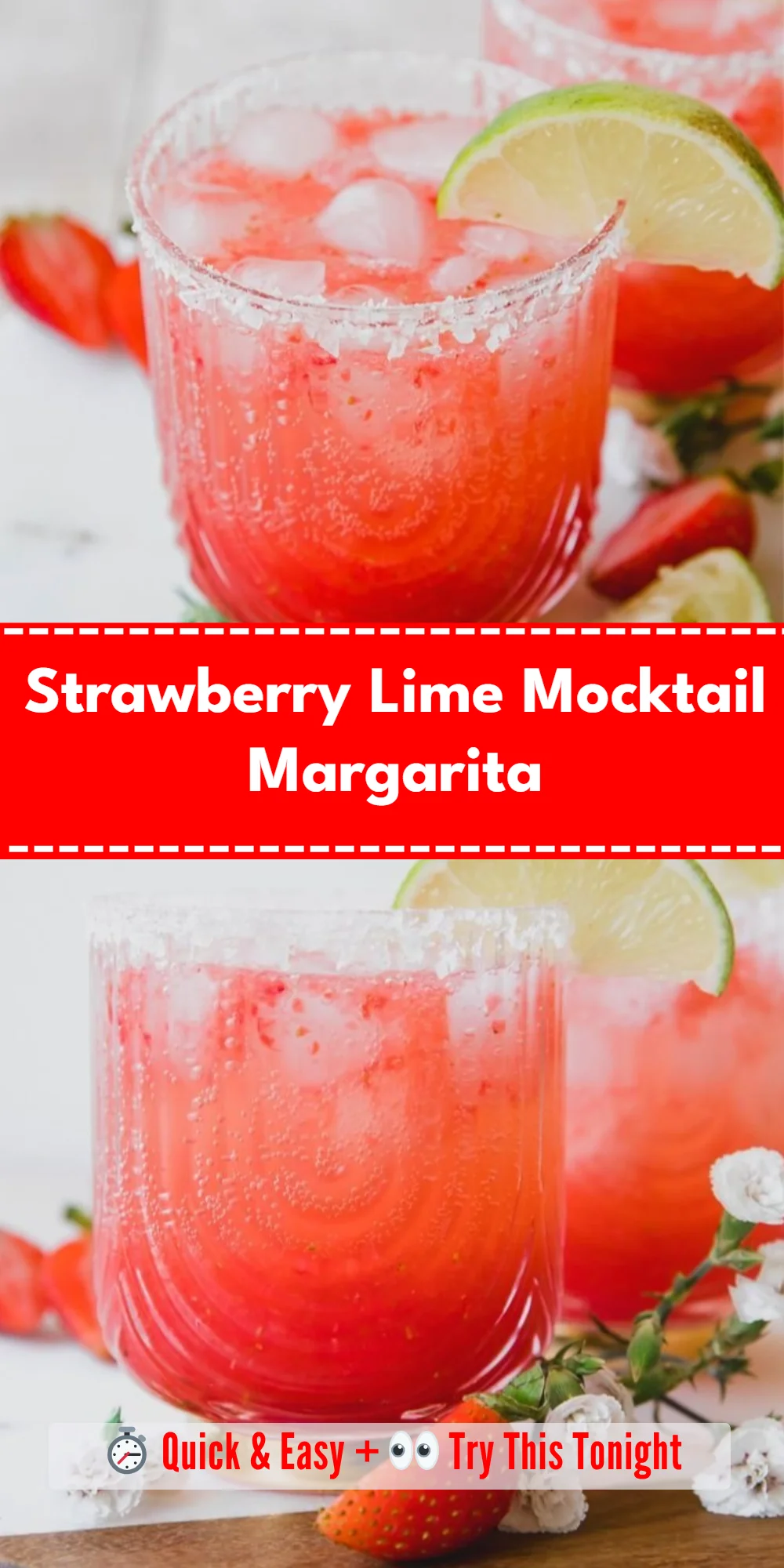 Strawberry Lime Mocktail Margarita