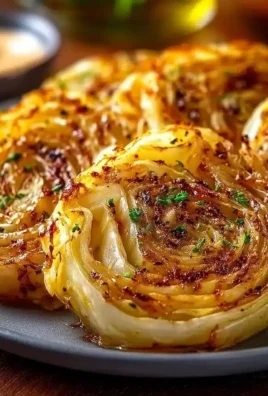Delicious roasted cabbage steaks served on a plate