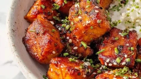 Air Fryer Honey Garlic Salmon Bites