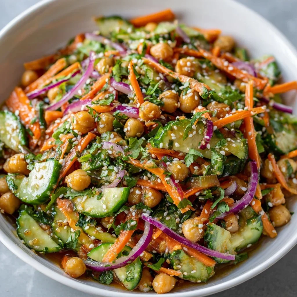 Asian Cucumber and Chickpea Slaw with Sesame Dressing