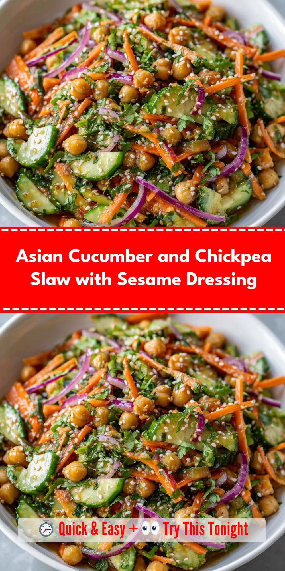 Asian Cucumber and Chickpea Slaw with Sesame Dressing