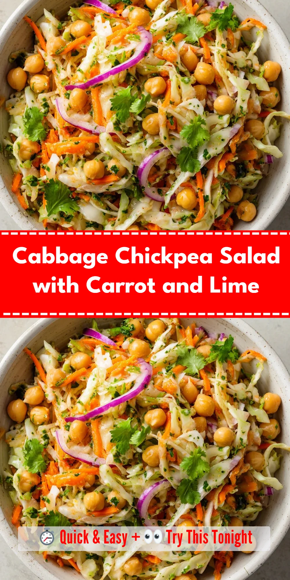 Cabbage Chickpea Salad with Carrot and Lime