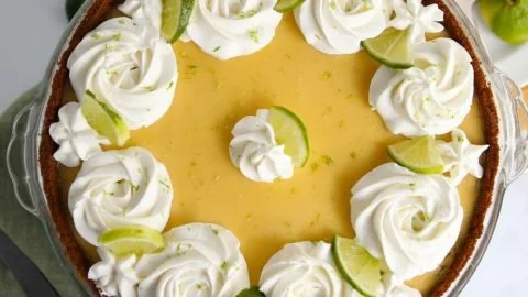 Classic Key Lime Pie with a graham cracker crust and lime zest topping
