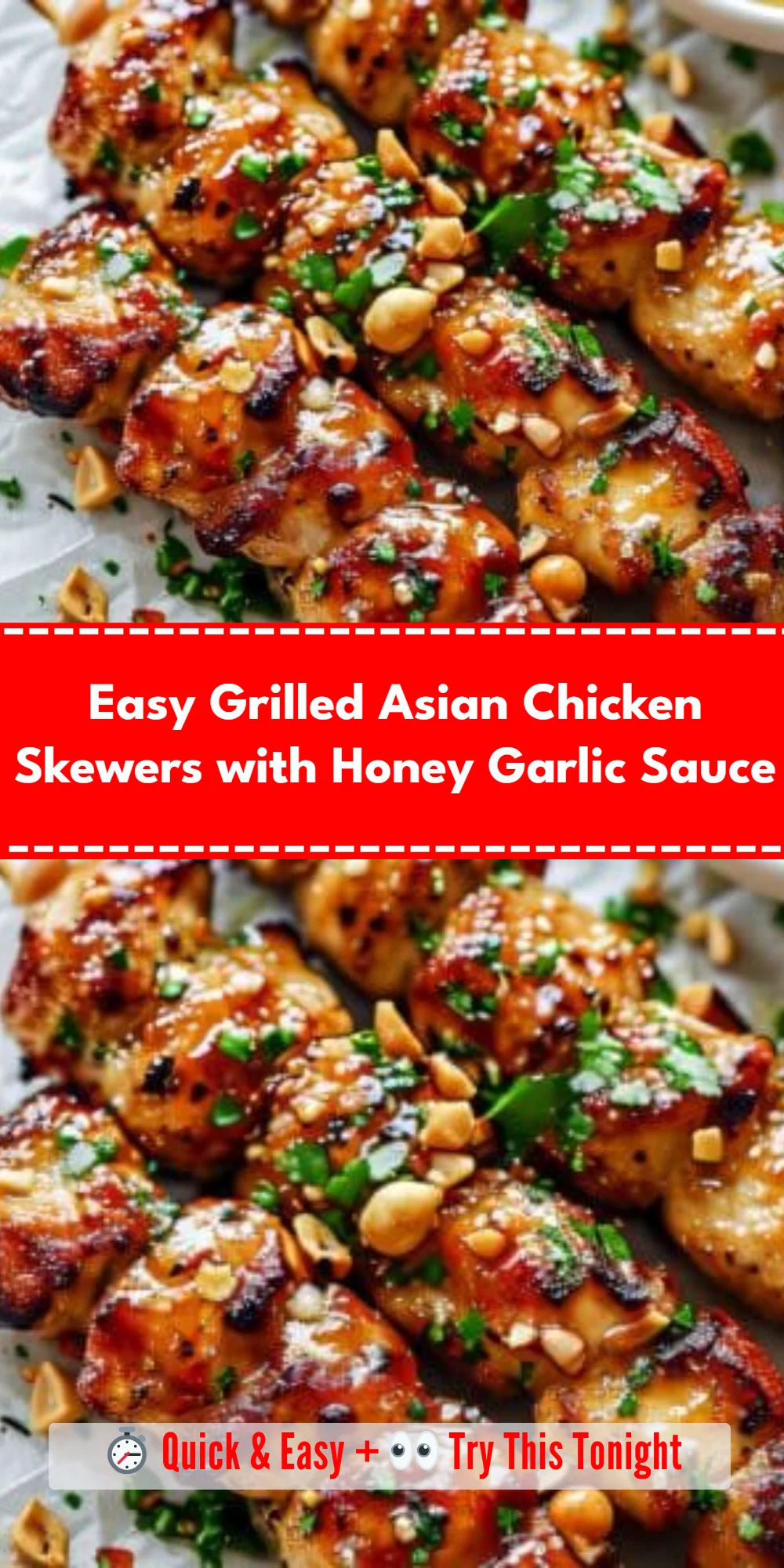 Easy Grilled Asian Chicken Skewers with Honey Garlic Sauce