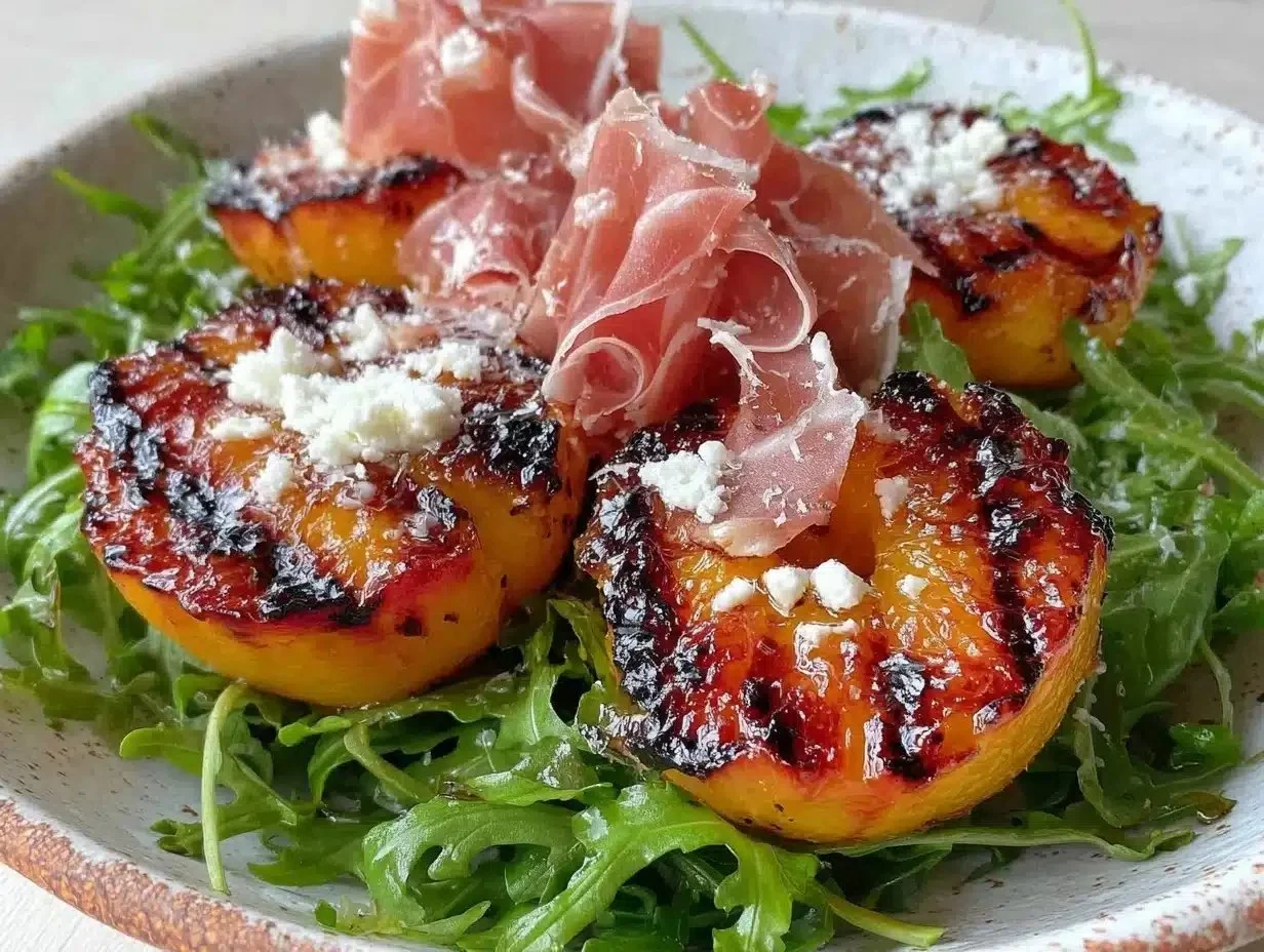 Fresh Summer Grilled Peach Salad with Arugula & Prosciutto