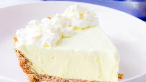 Delicious homemade frozen lemonade pie on a plate