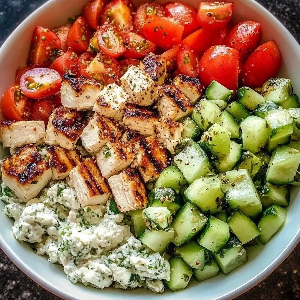 Delicious Greek Chicken Bowls with fresh ingredients and vibrant colors