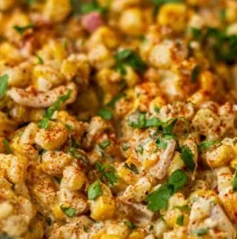 Delicious grilled elote salad with Mexican street corn and fresh toppings