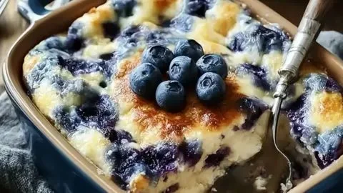 High Protein Blueberry Cottage Cheese Breakfast Bake