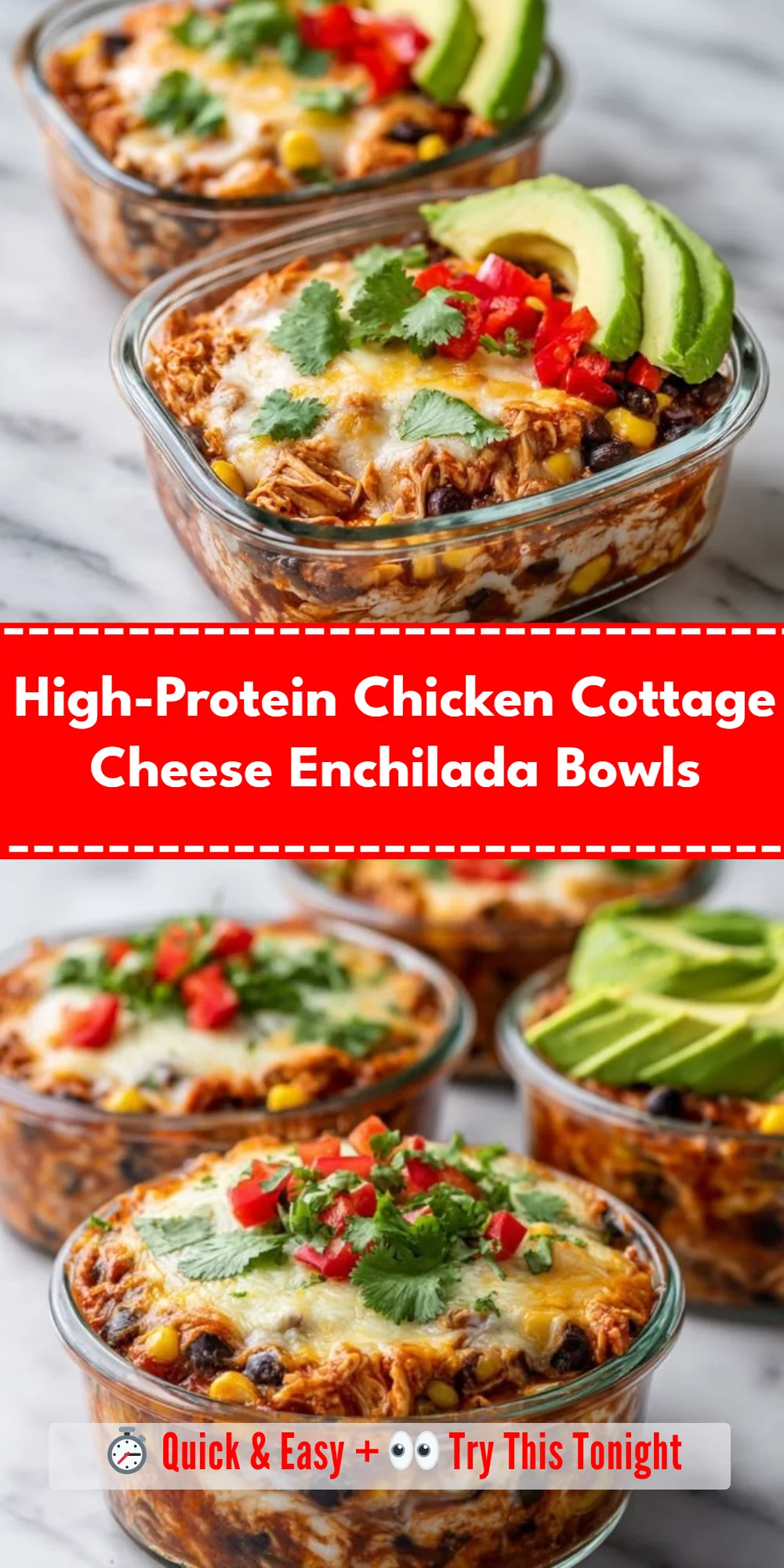 High-Protein Chicken Cottage Cheese Enchilada Bowls