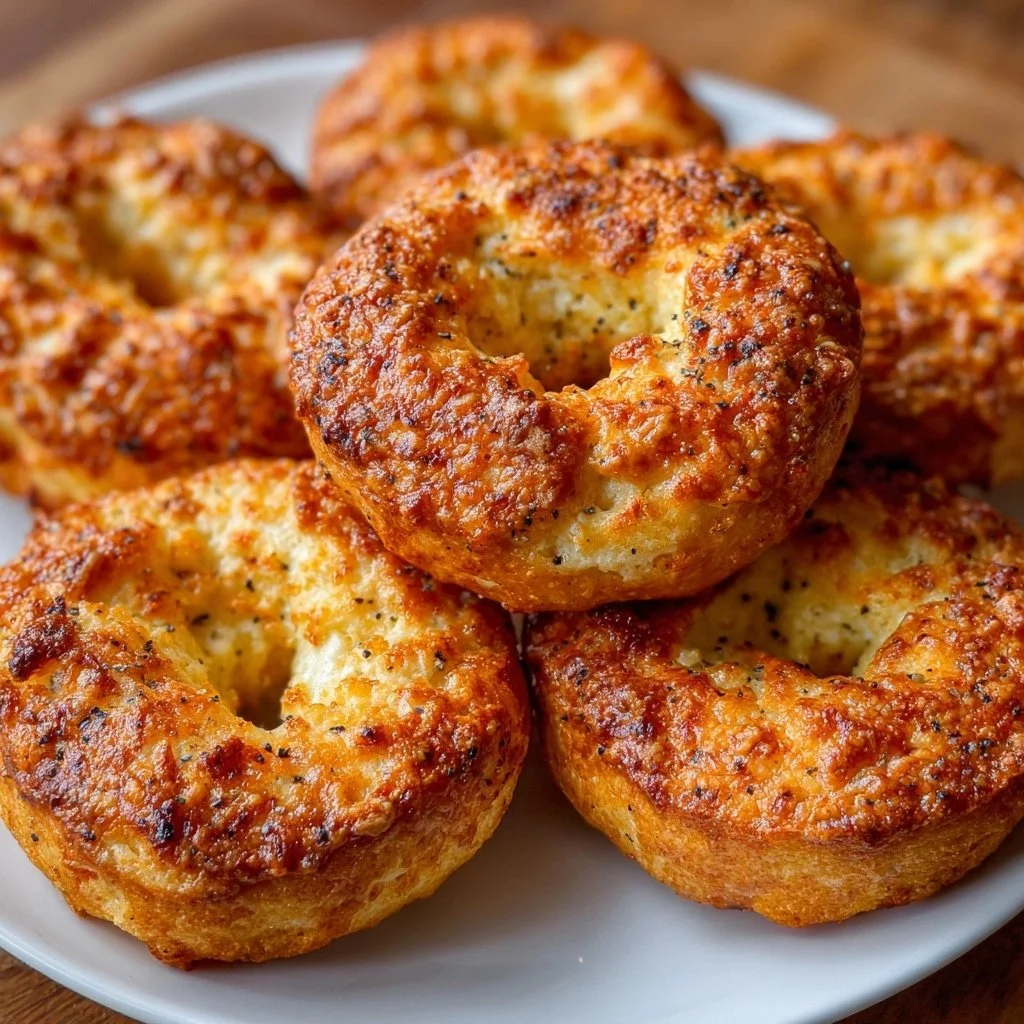 High protein cottage cheese bagels topped with seeds and herbs