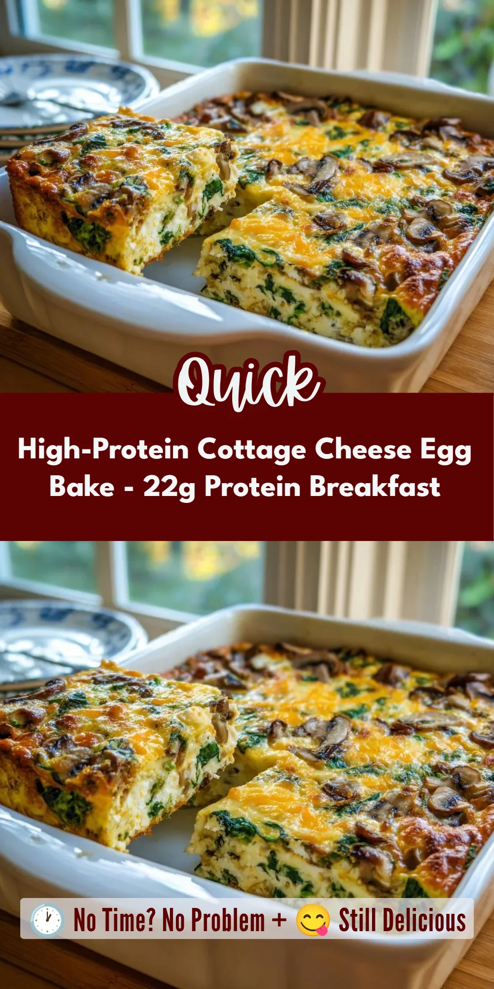 High-Protein Cottage Cheese Egg Bake - 22g Protein Breakfast
