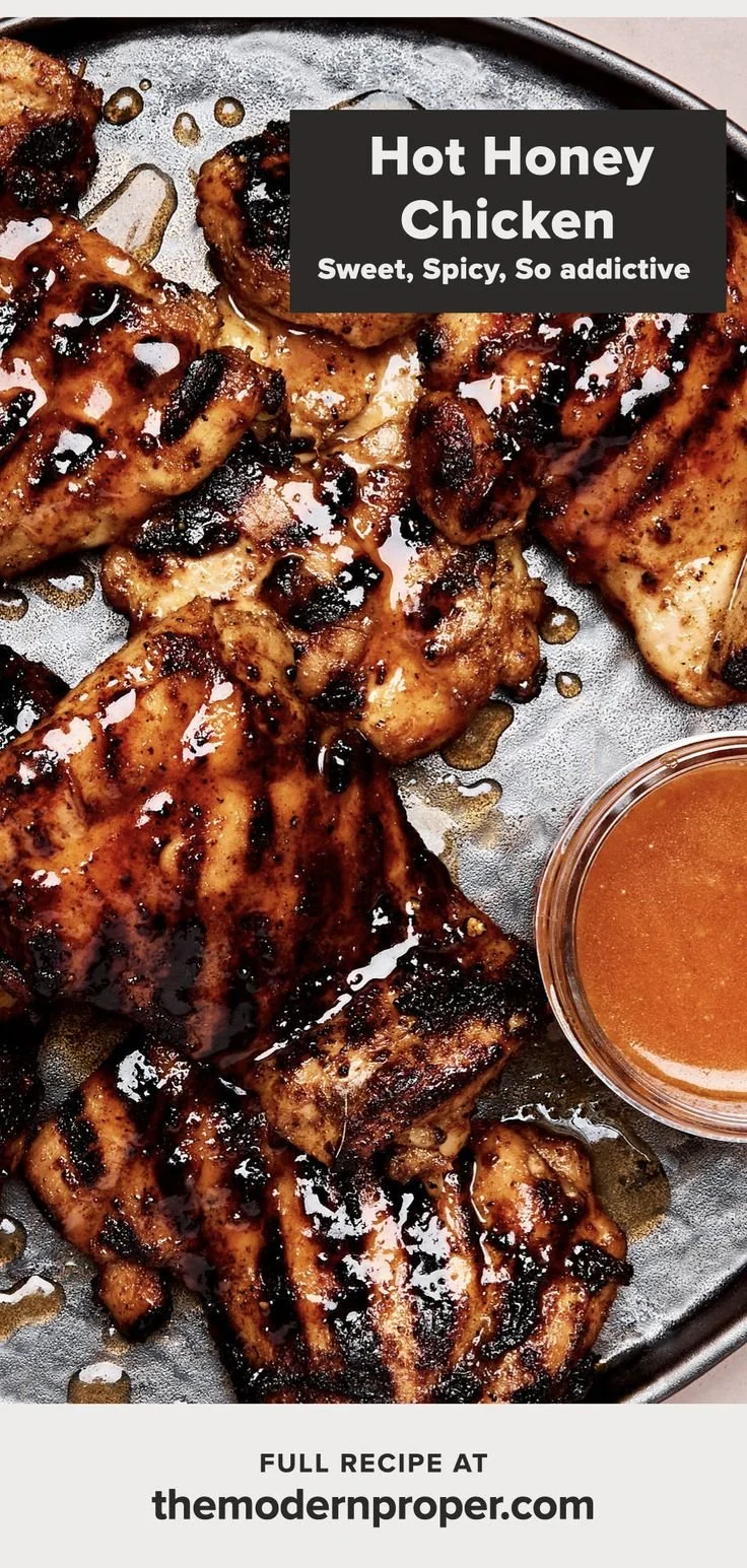 Delicious homemade hot honey chicken drizzled with spicy honey sauce.