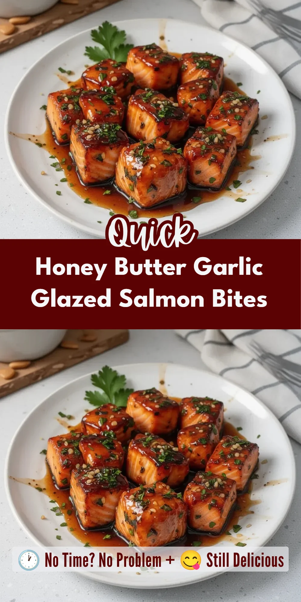 Honey Butter Garlic Glazed Salmon Bites