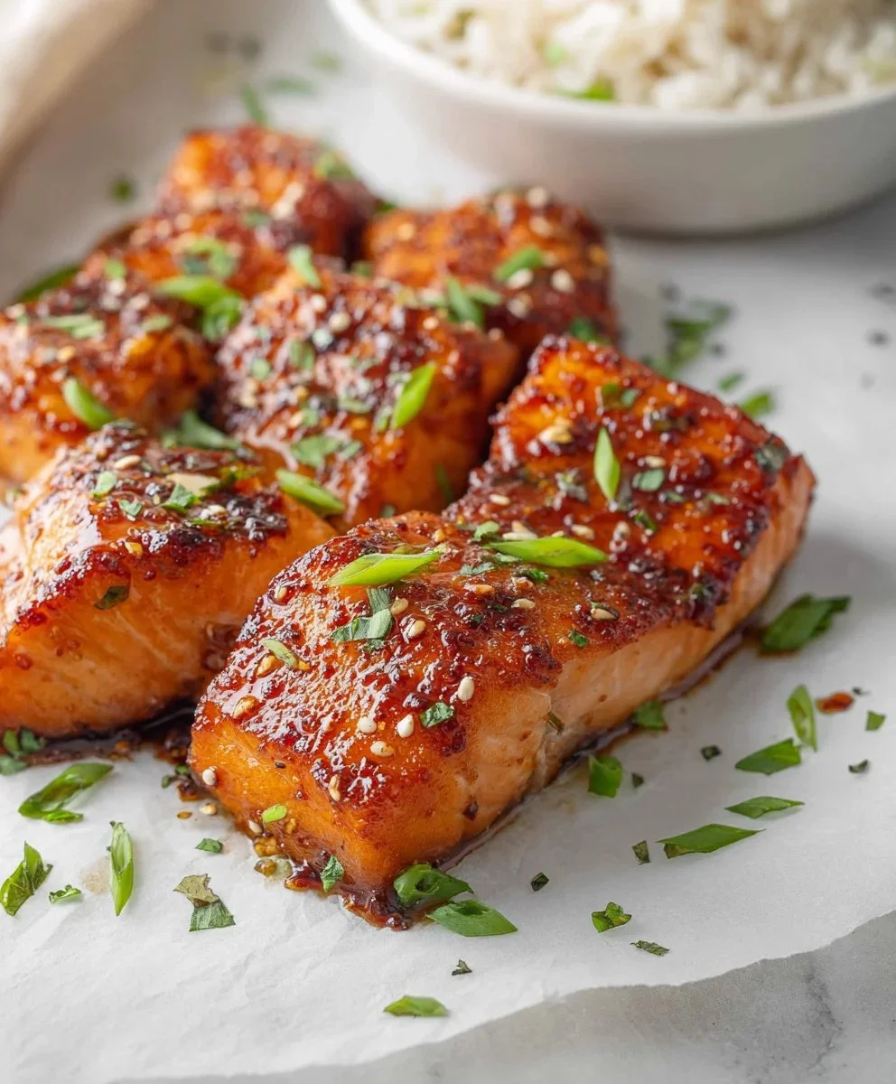 Honey Garlic Salmon Bites Recipe