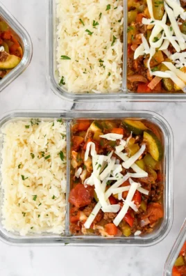 Colorful unstuffed pepper bowls filled with rice, veggies, and spices