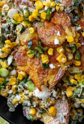 Mexican street corn smashed potato salad served in a bowl