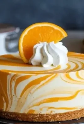 No-bake creamsicle cheesecake with orange and vanilla swirl