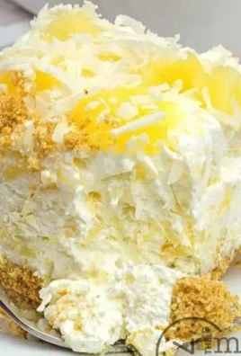 Delicious no bake pineapple cream dessert served in a glass