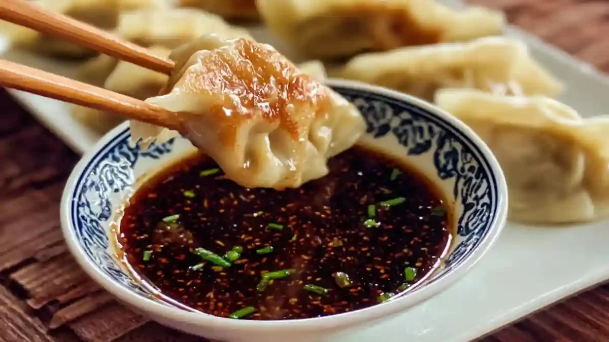 Delicious potsticker sauce served with dumplings