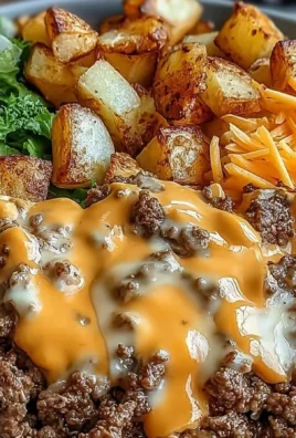 Delicious Smash Burger Bowl with toppings and ingredients