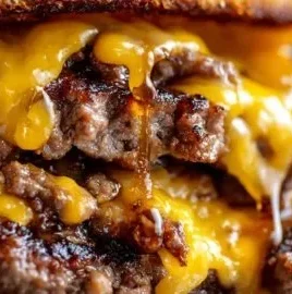 Crispy diner-style double cheeseburger Smash Burger on a plate
