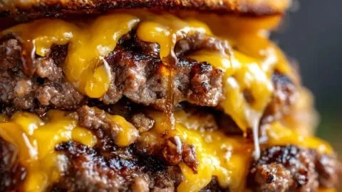 Crispy diner-style double cheeseburger Smash Burger on a plate
