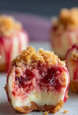 Strawberry Crunch Cheesecake Bites with a crunchy topping and fresh strawberries