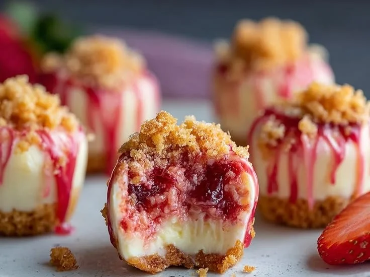 Strawberry Crunch Cheesecake Bites